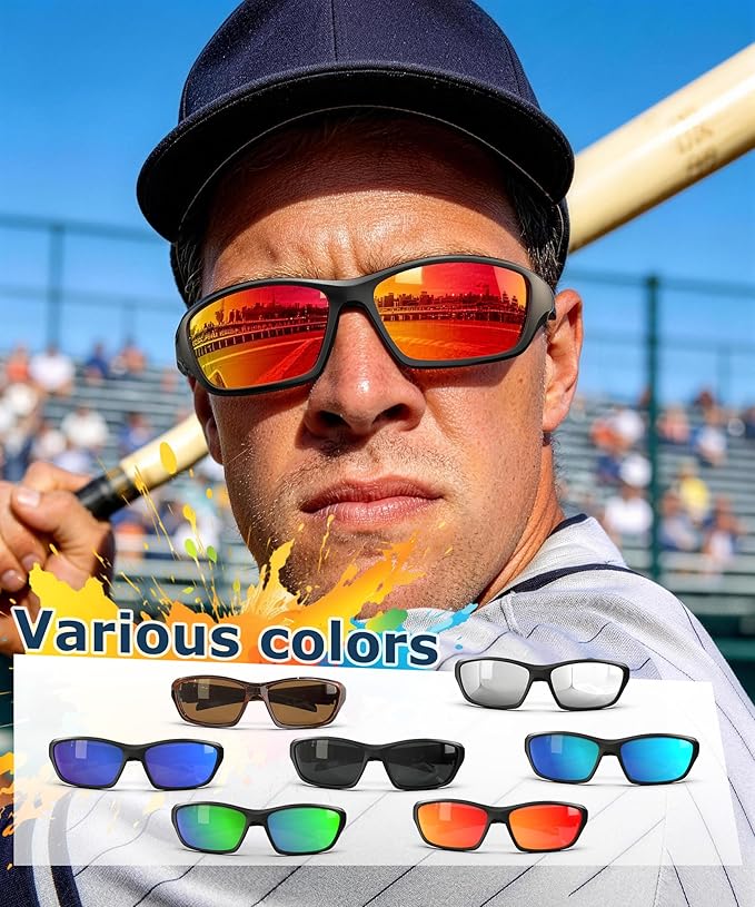 KALIYADI Polarized-Sunglasses-Men Sports Mens-Sunglasses Women: Sun Glasses with UV400 Protection for Cycling Fishing Running S68-1-2-5