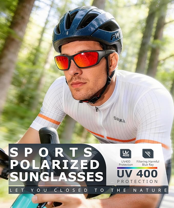 KALIYADI Polarized-Sunglasses-Men Sports Mens-Sunglasses Women: Sun Glasses with UV400 Protection for Cycling Fishing Running S68-1-2-5