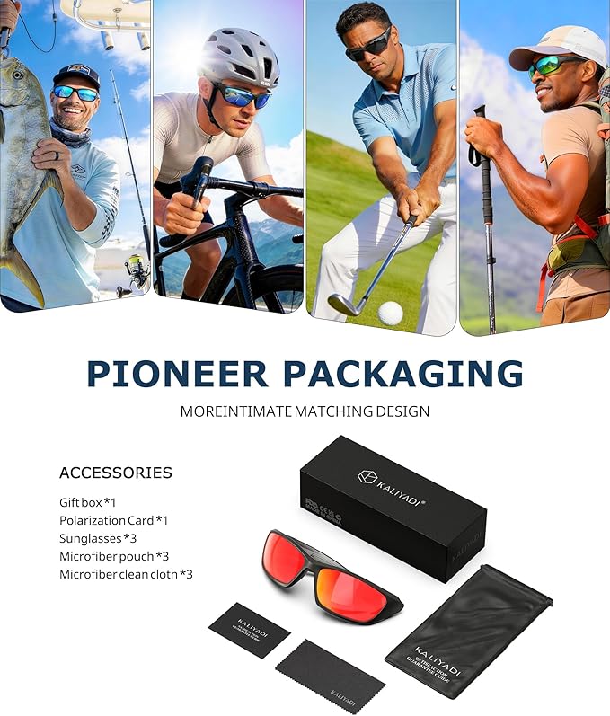 KALIYADI Polarized-Sunglasses-Men Sports Mens-Sunglasses Women: Sun Glasses with UV400 Protection for Cycling Fishing Running S68-1-3-5