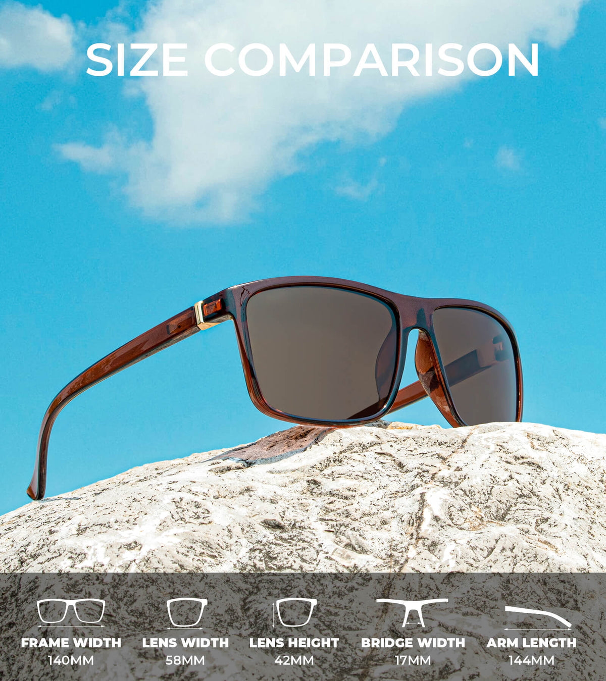 KALIYADI Polarized Sunglasses for Men and Women,Classic Square Sun Glasses with UV Protection for Driving Fishing WMKAS11-1-2-4