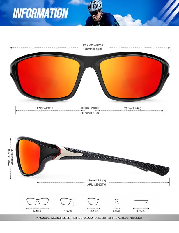 KALIYADI Polarized Sports Sunglasses for Men,Mens Sun Glasses for Driving Fishing Cycling UV400 Protection 3 Pack WMS64-1-3-4