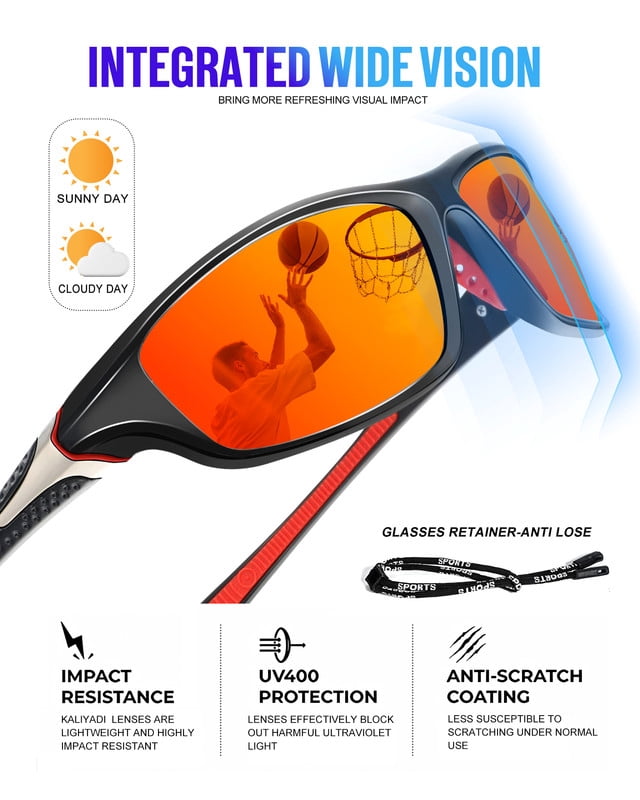 KALIYADI Polarized Sports Sunglasses for Men,Mens Sun Glasses for Driving Fishing Cycling UV400 Protection 3 Pack WMS64-1-3-4