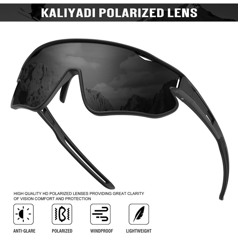 KALIYADI Polarized Sports Sunglasses for Men Cycling Sun Glasses Running Fishing UV400 Protection WMKA131-1-3-4