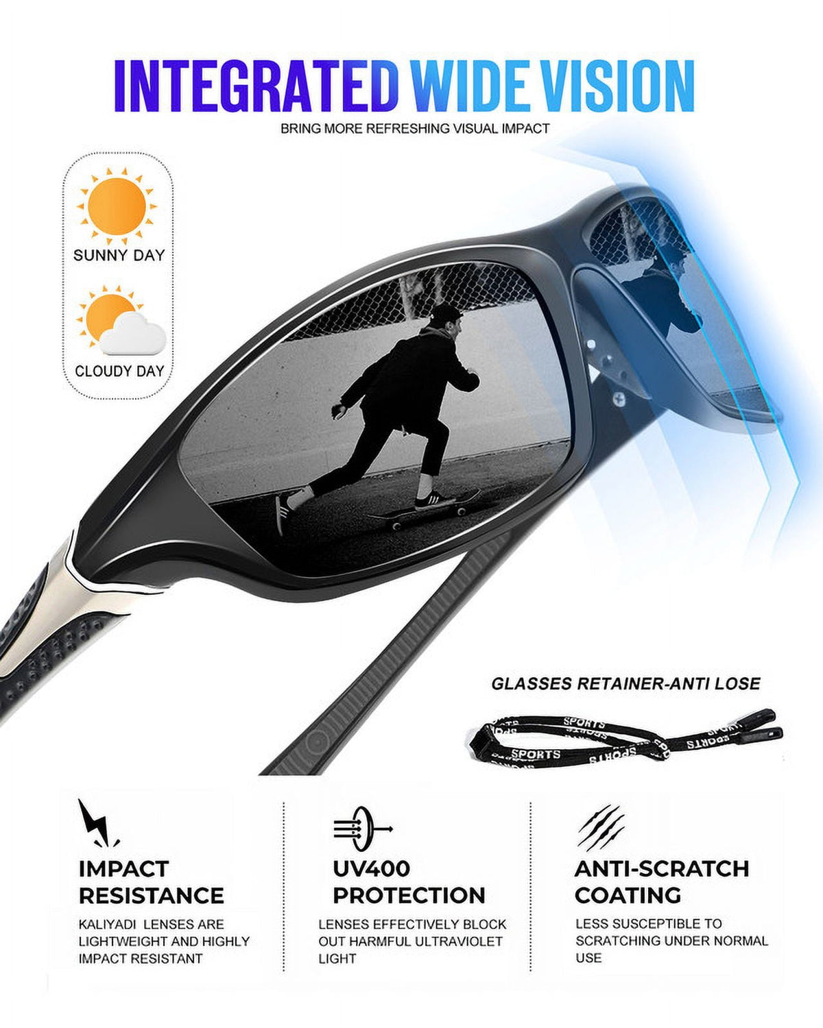 Classic Men's Polarized Sunglasses Men's Sports Style Polarized Sunglasses UV Protection Suitable for Riding Driving Fishing Sports(WMS64-1-3-6)