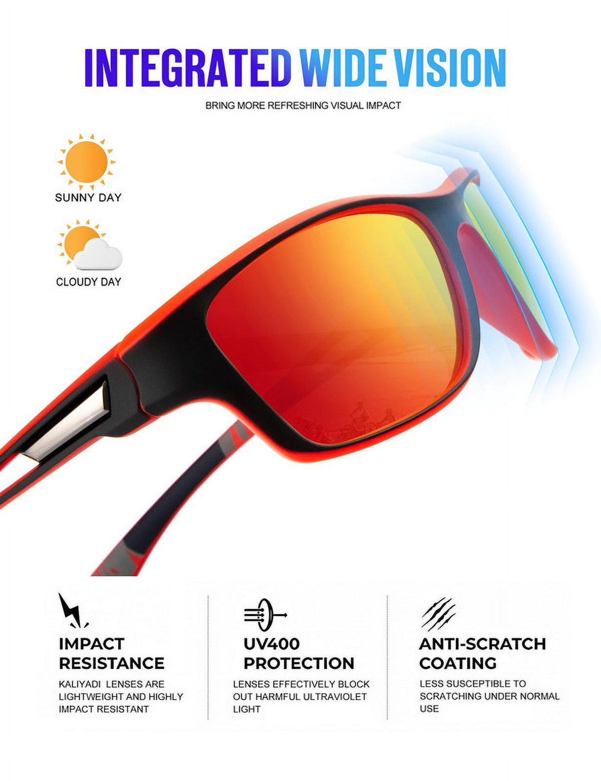 KALIYADI Polarized Sports Sunglasses for Men,Mens Sun Glasses for Driving Fishing Cycling UV400 Protection 3 Pack WMKAS63-2-4-5