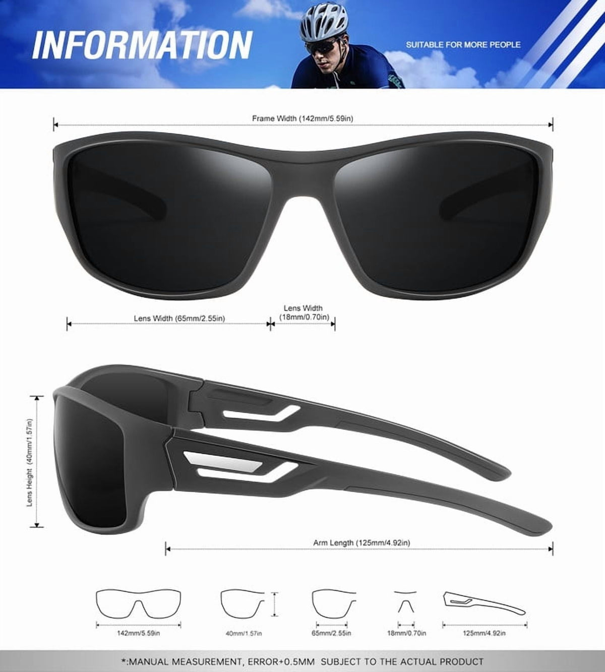 KALIYADI Sunglasses-Men Polarized Sports Sun-glasses: Mens Sunglasses Polarized UV Protection Driving Running Cycling Outdoor WMS67-1-1-1