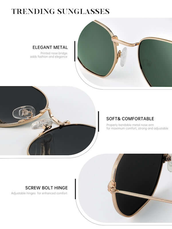 Metal Frame Hexagon Sunglasses S41-4