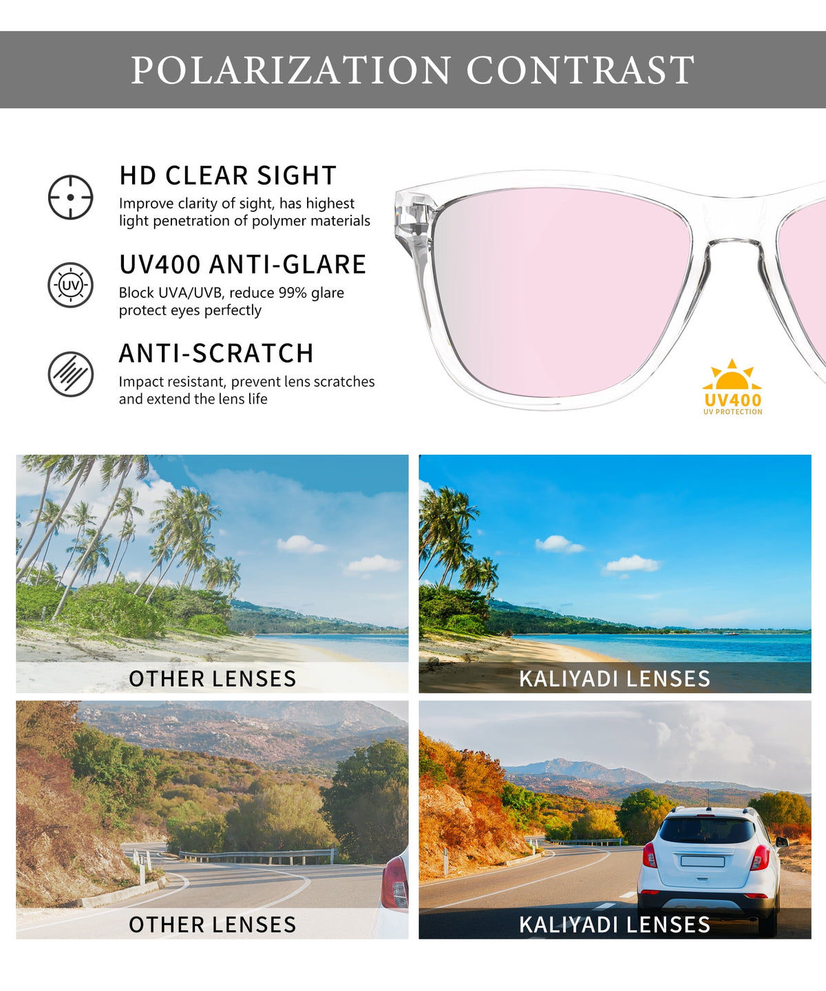 KALIYADI Polarized Sunglasses for Women Men Retro Square Sun Glasses UV Protection WMKAS06-15
