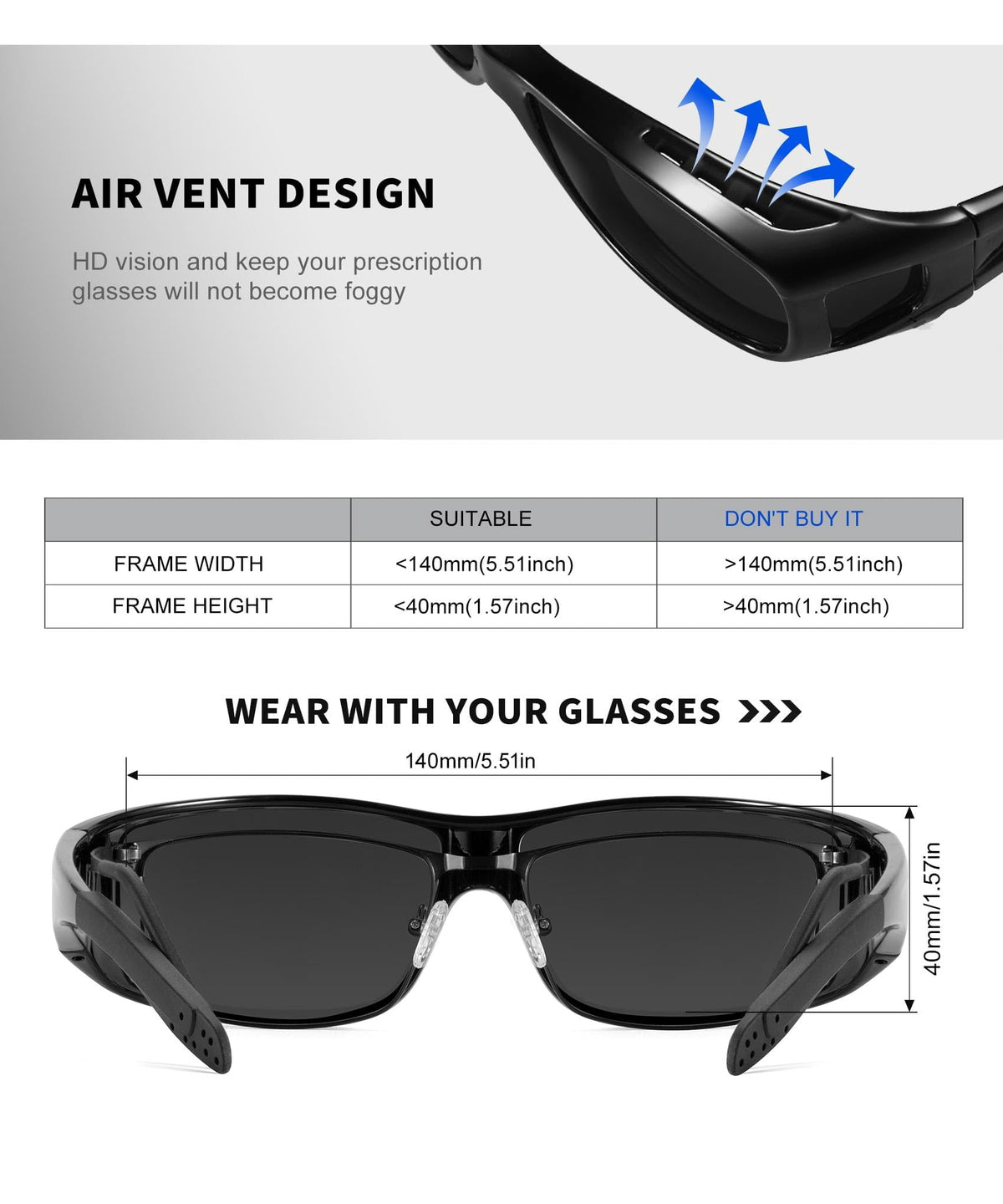 KALIYADI Fit Over Wrap Sunglasses Polarized Sun Glasses:Wrap Around Eyeglasses for Men and Women with UV Protection for Driving WMS105-2-5-7