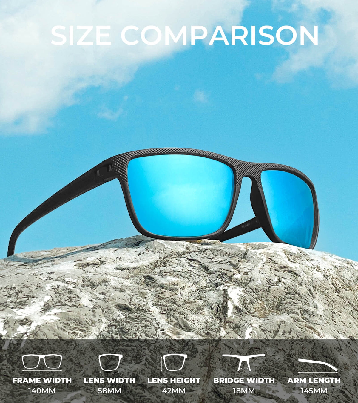 Polarized Sunglasses for Men Lightweight Sun Glasses with UV Protection Mens Sports Sunglasses for Golf Hiking Fishing Driving WMS45-1-3-10