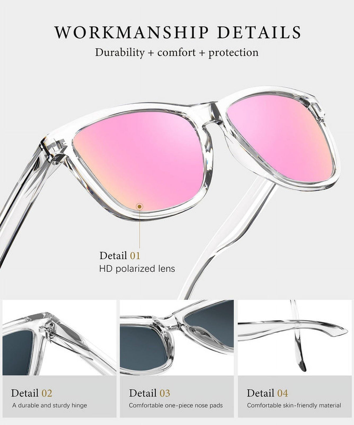 KALIYADI Polarized Sunglasses for Women Men Retro Square Sun Glasses UV Protection WMS06-16-17-23