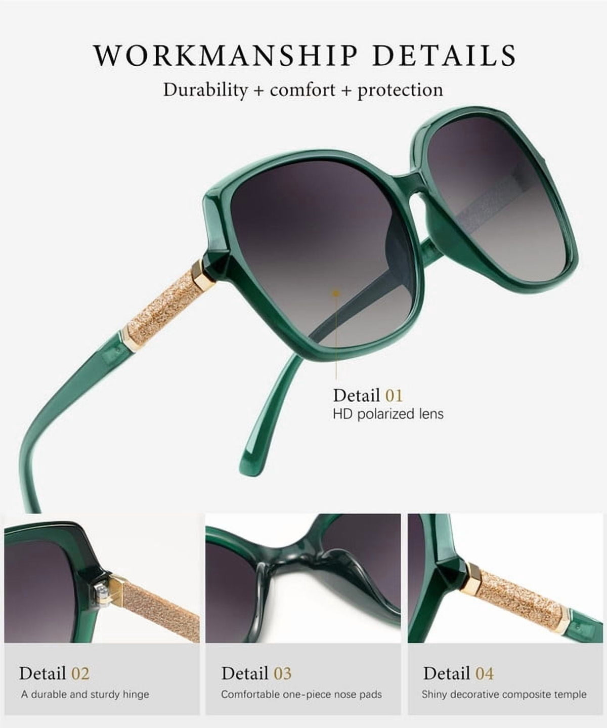 KALIYADI Women's Oversized Sunglasses Retro Polarized Sun Glasses with UV Protection for Women WMKAS37-4