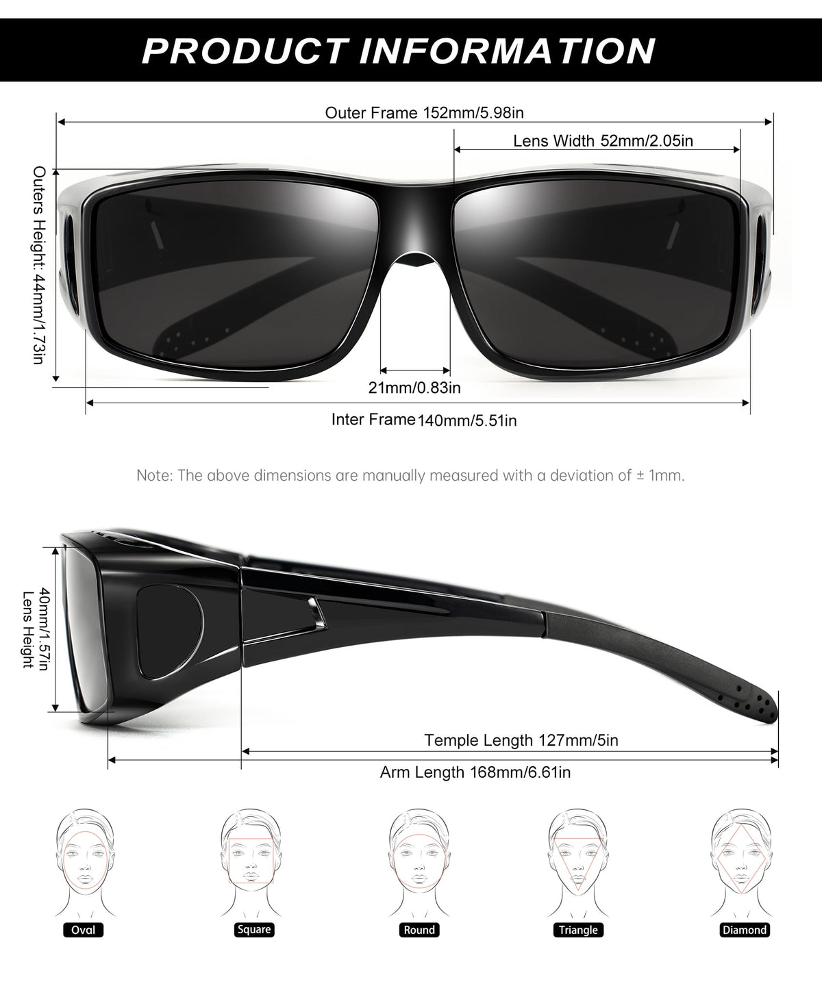 KALIYADI Fit Over Wrap Sunglasses Polarized Sun Glasses:Wrap Around Eyeglasses for Men and Women with UV Protection for Driving WMS105-2-5-7
