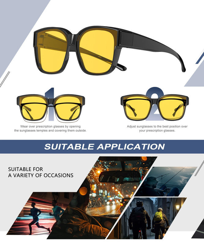 KALIYADI Night Driving Glasses for Men Women,Night Vision Glasses Fit Over Glasses Sunglasses Anti Glare WMKAS108-17