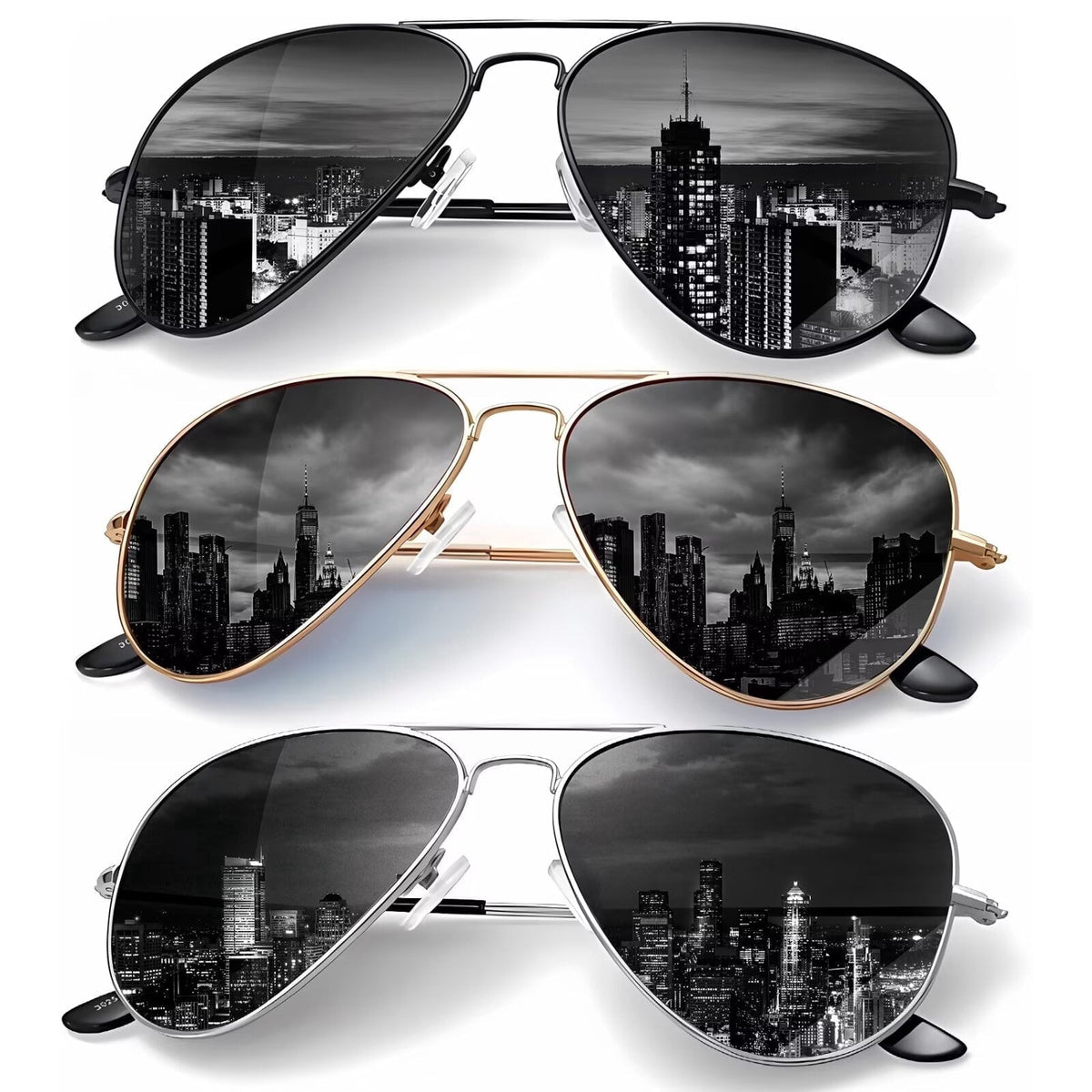 KALIYADI Sunglasses for Men Women Aviator Sun Glasses Polarized Lens UV400 Blocking-3 Pack WMS24-1L-10L-11L