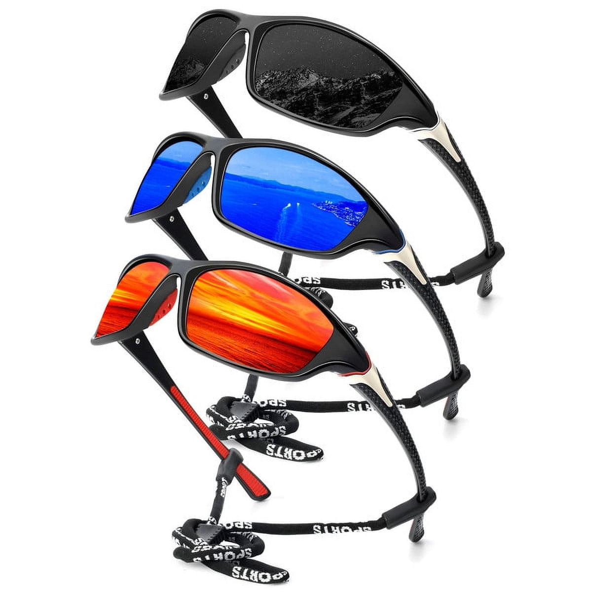 Classic Men's Polarized Sunglasses Men's Sports Style Polarized Sunglasses UV Protection Suitable for Riding Driving Fishing Sports(WMS64-1-3-6)