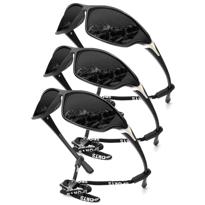KALIYADI Polarized Sports Sunglasses for Men,Mens Sun Glasses for Driving Fishing Cycling UV400 Protection 3 Pack WMS64-3-3-3