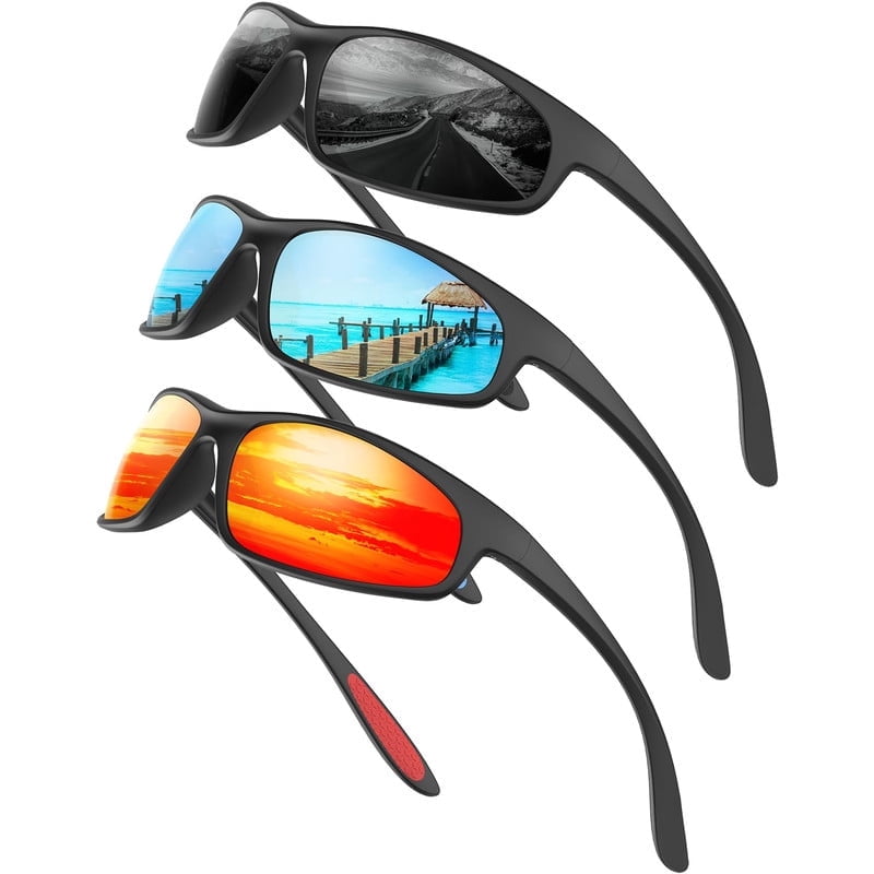 KALIYADI Polarized Sport Sunglasses Men Sun Glasses for Running Cycling Fishing with UV Protection WMKAS90-1-2-4