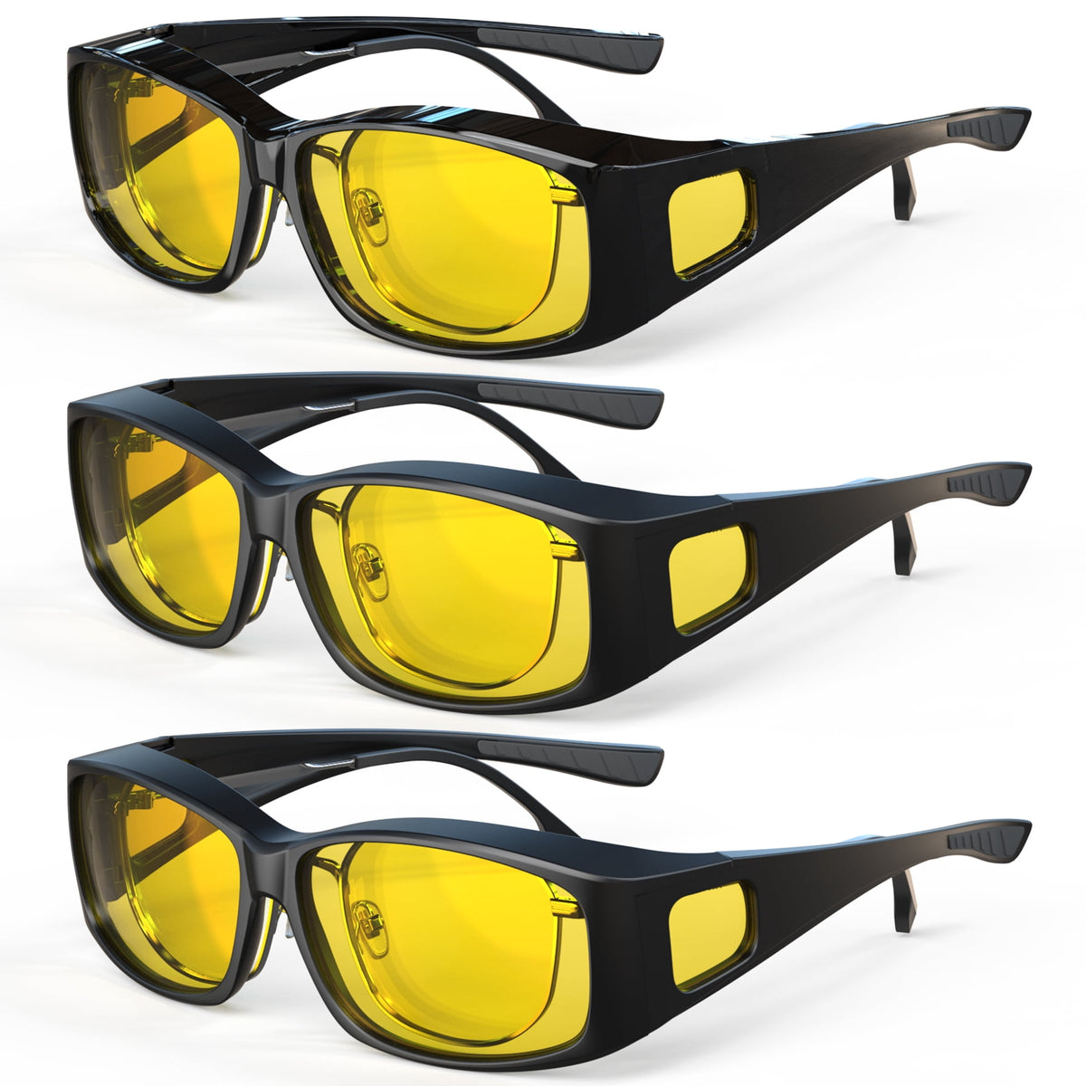 KALIYADI Fit-Over Night-Vision-Glasses for Women: Striped Anti Glare Night Driving Glasses for Men High Definition Lens WMKA238-9-10-10