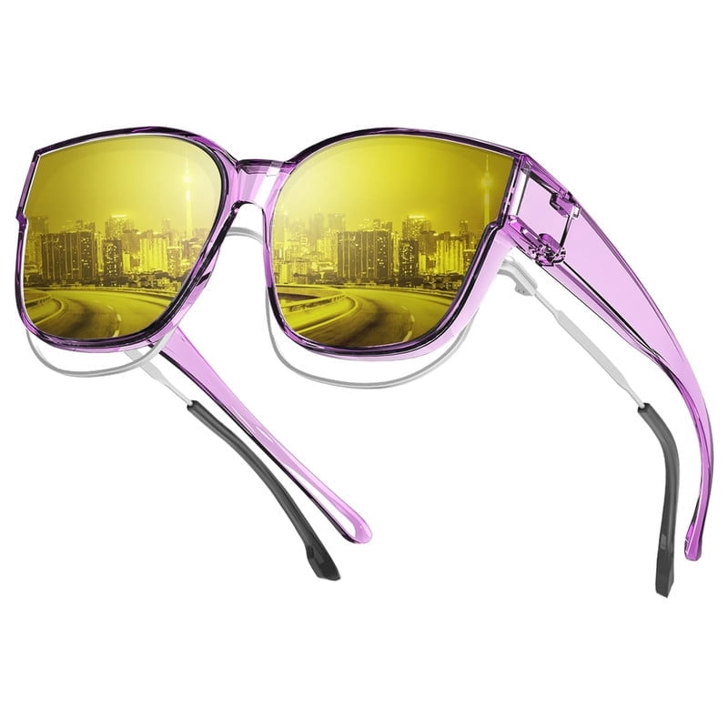 KALIYADI Night Driving Glasses for Men Women,Night Vision Glasses Fit Over Glasses Sunglasses Anti Glare WMKAS108-15