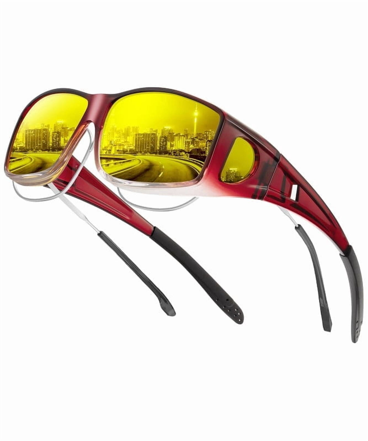 KALIYADI Night Driving Glasses for Men Women,Night Vision Glasses Fit Over Glasses Sunglasses Anti Glare HD WMKAS105-15