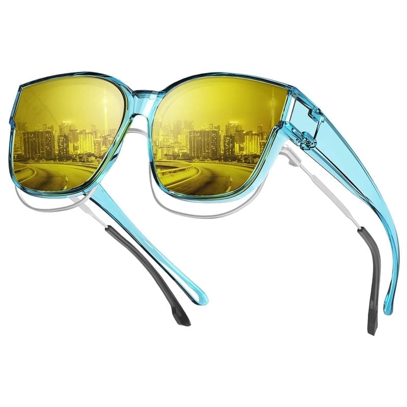KALIYADI Night Driving Glasses for Men Women,Night Vision Glasses Fit Over Glasses Sunglasses Anti Glare WMKAS108-17