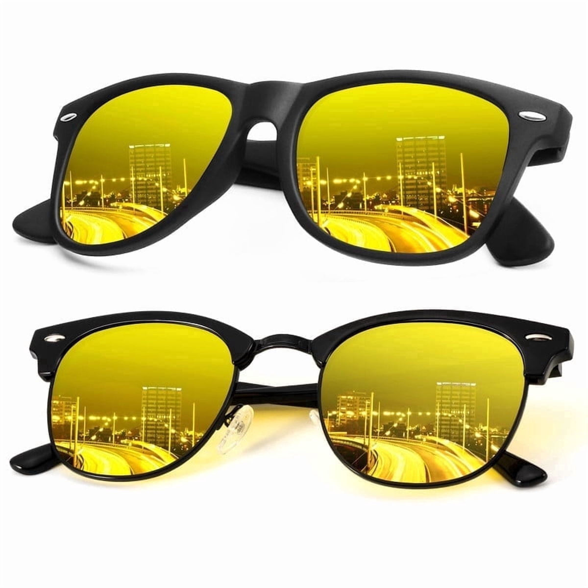 KALIYADI Night-Vision-Glasses for Men and Women Semi-Rimless Frame Anti Glare HD for Driving WMKAS22-15-S23-30