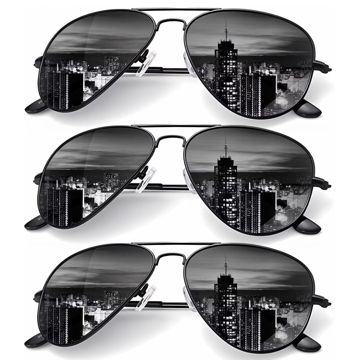 KALIYADI Sunglasses for Men Women Aviator Sun Glasses Polarized Lens UV400 Blocking-3 Pack WMKAS24-1-1-1