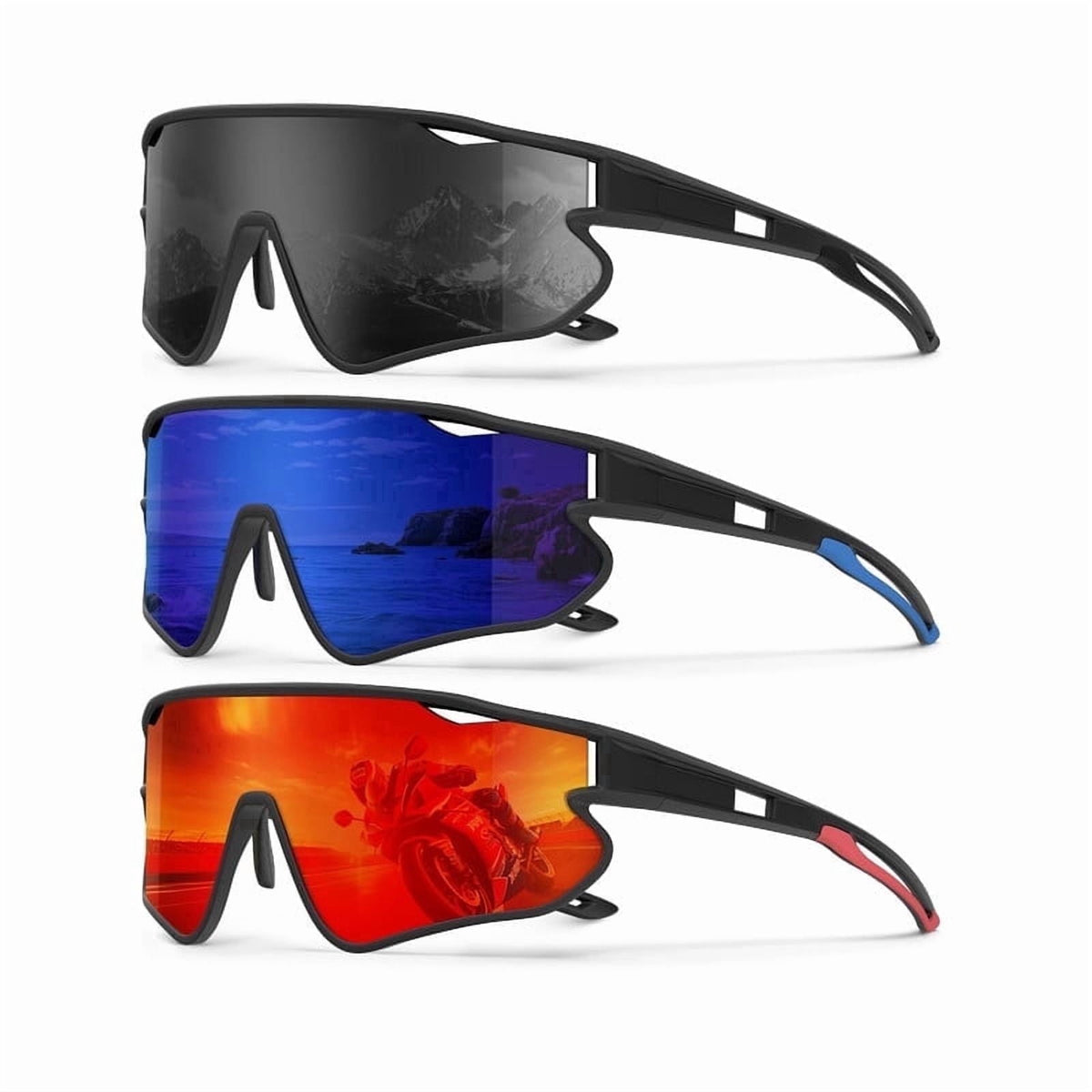 KALIYADI Polarized Sports Sunglasses for Men Cycling Sun Glasses Running Fishing UV400 Protection WMKA131-1-3-4