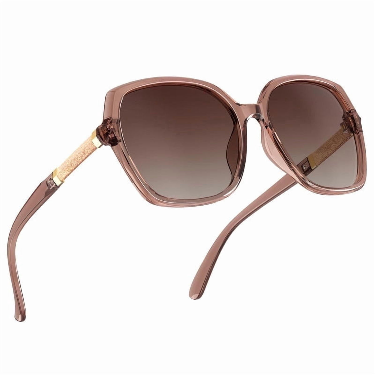 KALIYADI Polarized Sunglasses-Women Trendy Womens-Sunglasses: Square Oversized Sun glasses Sparkling Frame UV400 Gift Box WMKAS37-2