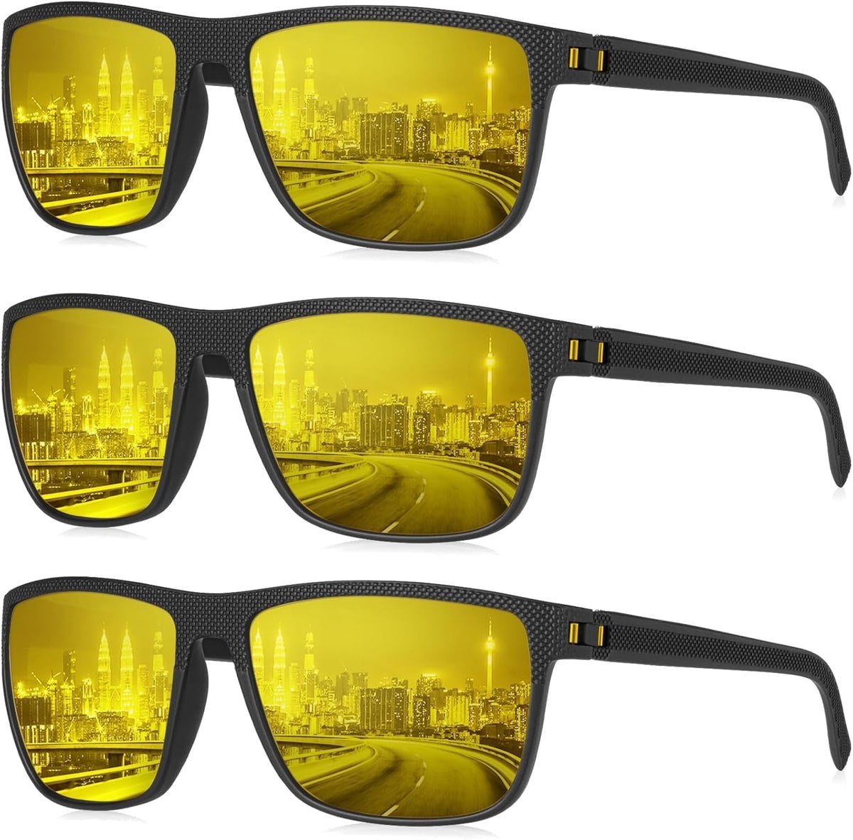 KALIYADI Retro Square Night Vision Glasses for Men Women, Night Driving Glasses UV400 Protection WMKAS45-31-31-31