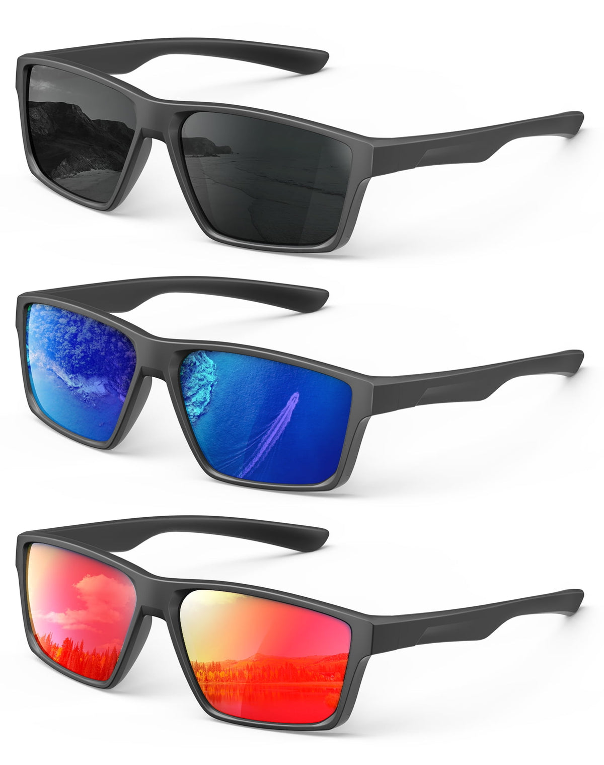 KALIYADI Sports Sunglasses for Men,Polarized Sun Glasses Cycling Running Sunglasses with UV400 Protection WMKAS86-1-8-9