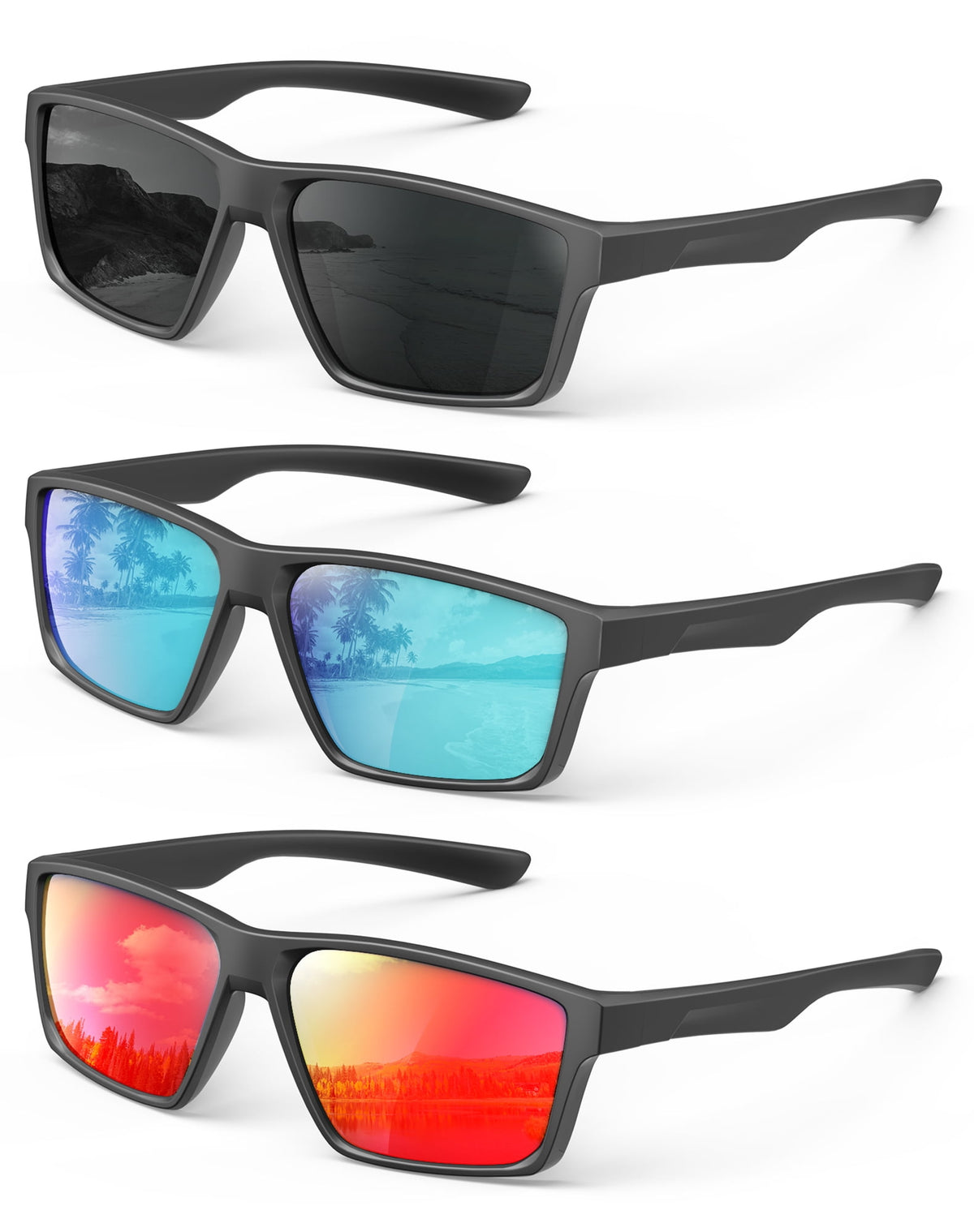 KALIYADI Sports Sunglasses for Men,Polarized Sun Glasses Cycling Running Sunglasses with UV400 Protection WMKAS86-1-7-9