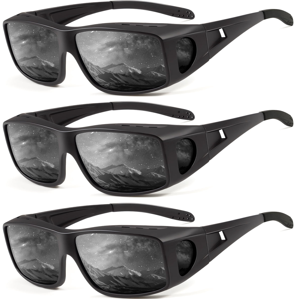 KALIYADI Fit Over Wrap Sunglasses Polarized Sun Glasses:Wrap Around Eyeglasses for Men and Women with UV Protection for Driving WMS105-1-1-1