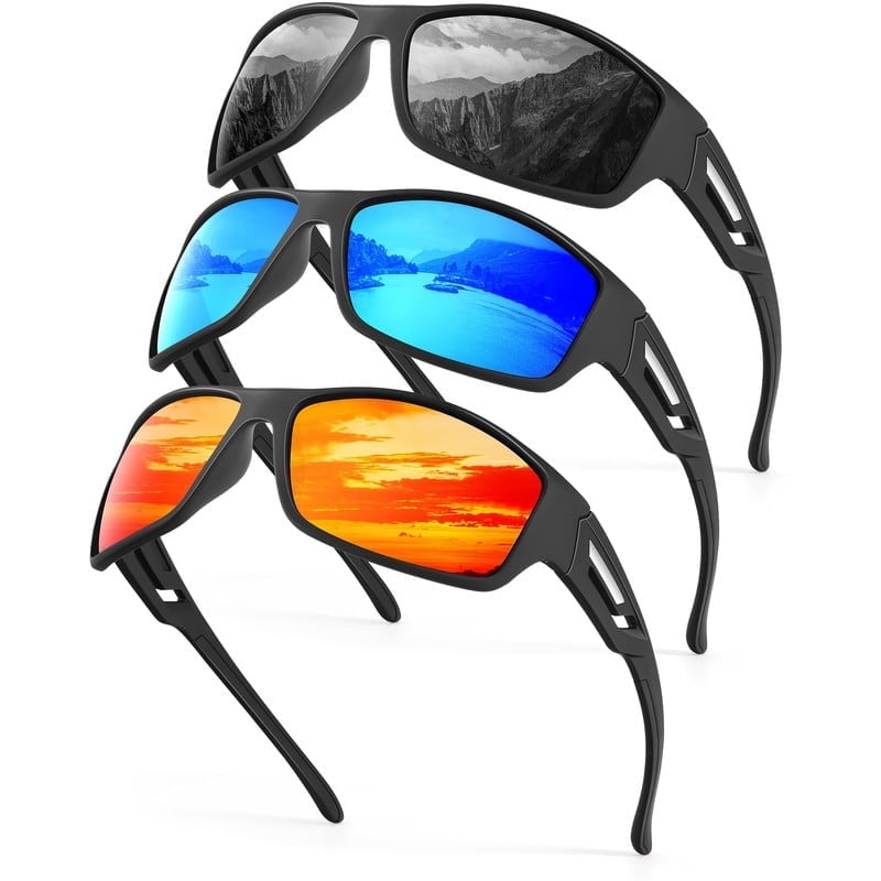 KALIYADI Sunglasses-Men Polarized Sports Sun-glasses: Mens Sunglasses Polarized UV Protection Driving Running Cycling Outdoor WMS67-1-3-4