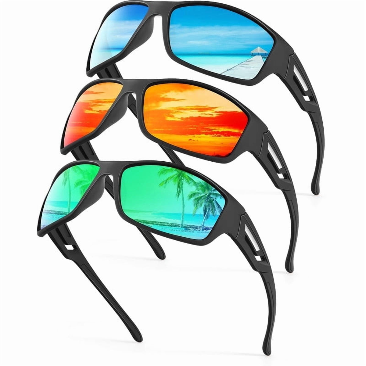 KALIYADI Sunglasses-Men Polarized Sports Sun-glasses: Mens Sunglasses Polarized UV Protection Driving Running Cycling Outdoor WMS67-2-4-5