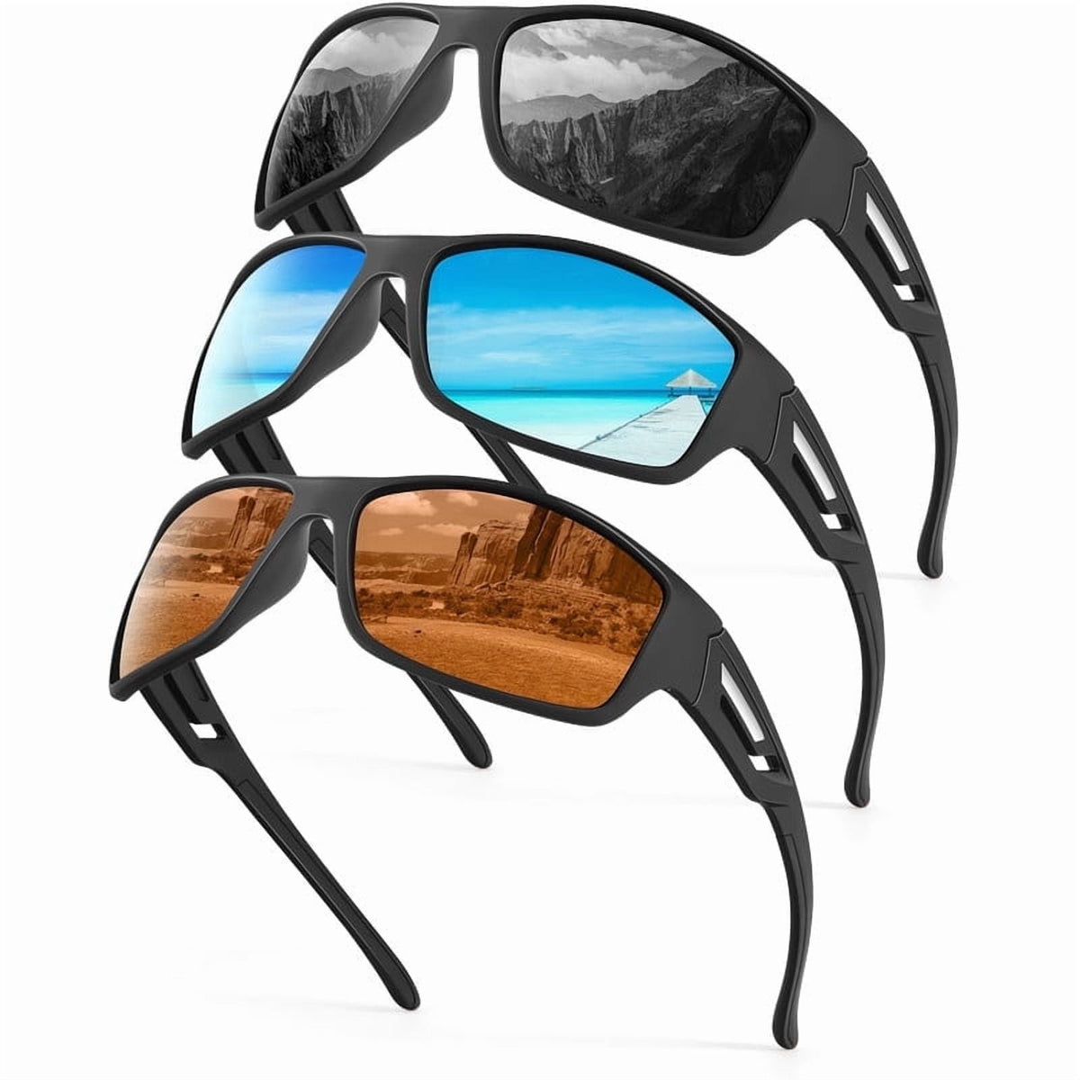 KALIYADI Sunglasses-Men Polarized Sports Sun-glasses: Mens Sunglasses Polarized UV Protection Driving Running Cycling Outdoor WMS67-1-2-7