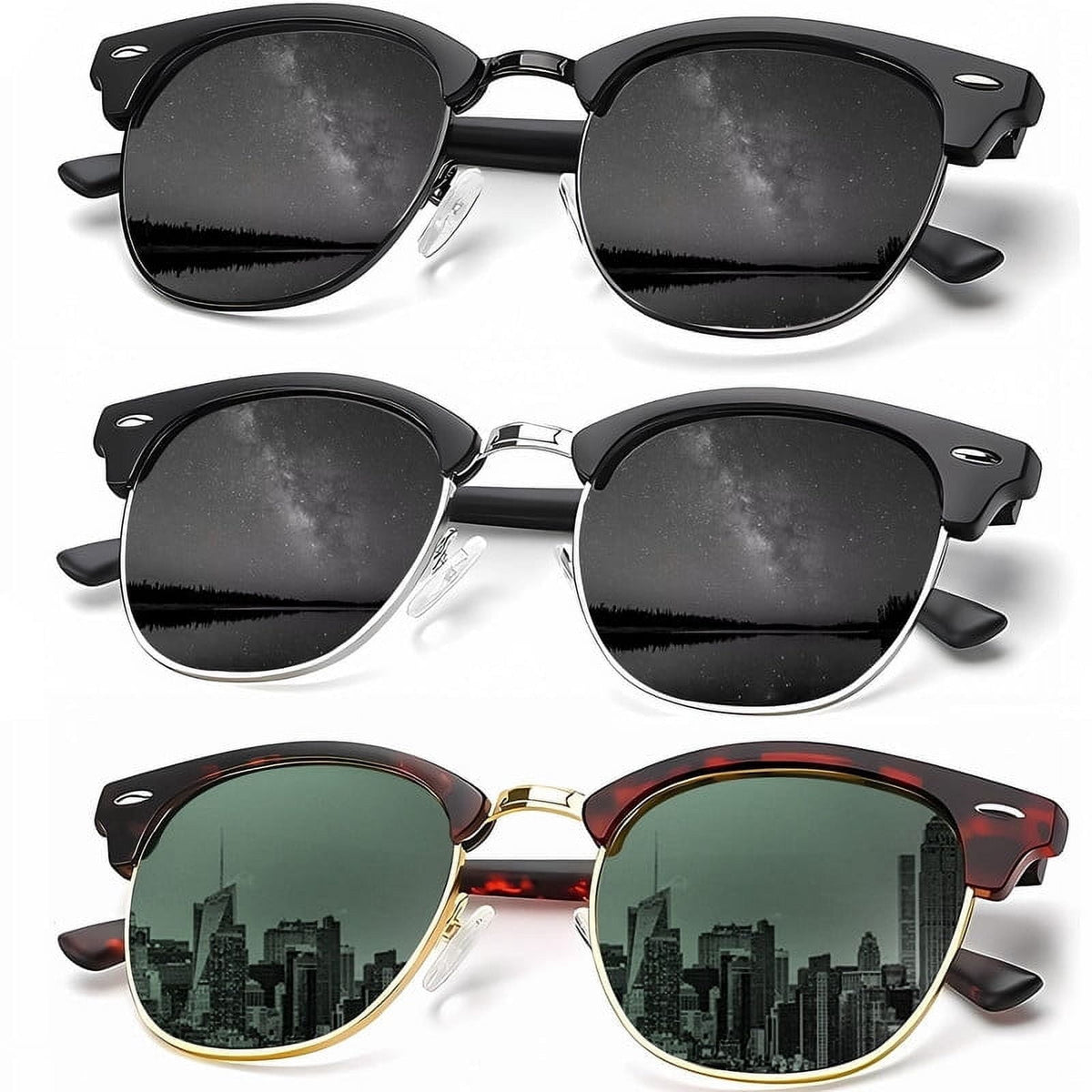 KALIYADI Polarized Sunglasses Trendy Stylish Half-frame Sun Glasses for Men Women Driving Sun glasses UV Blocking WMKAS23-2-4-5