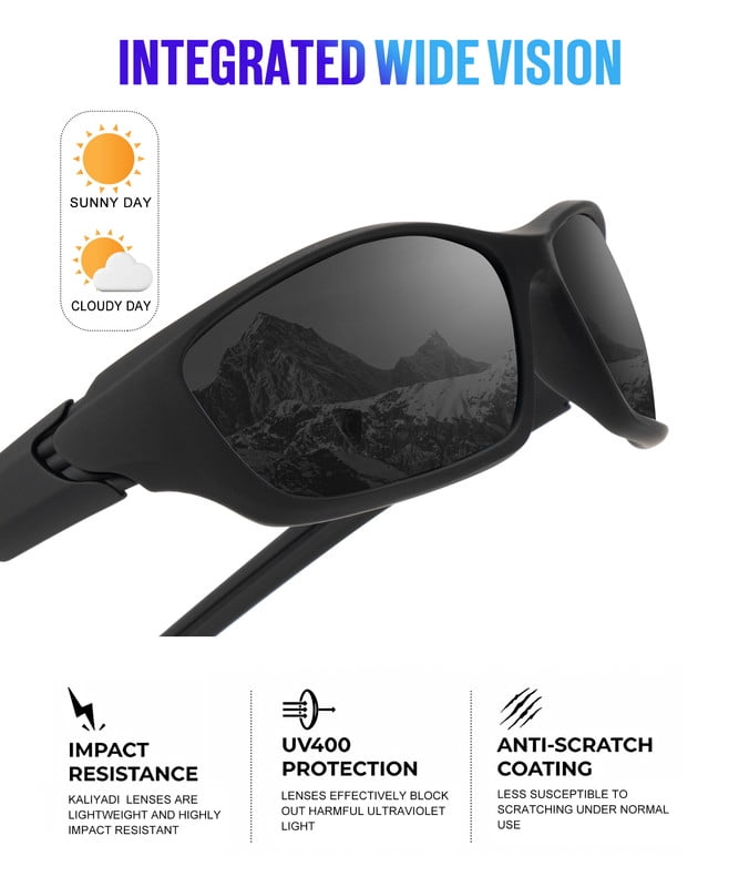 KALIYADI Polarized Sunglasses Men Sports Mens Sunglasses Women: Sun Glasses with UV400 Protection for Cycling Fishing Running WMKAS68-1-2-5