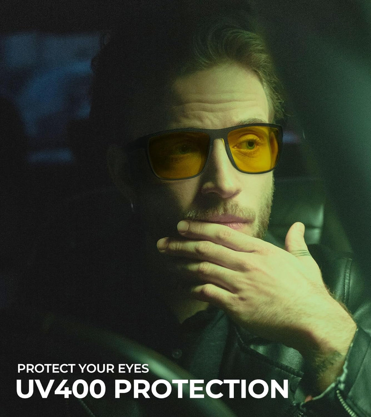 KALIYADI Retro Square Night Vision Glasses for Men Women, Night Driving Glasses UV400 Protection WMKAS45-31-31-31