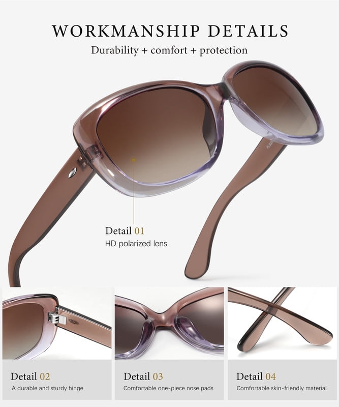KALIYADI Women Sunglasses Polarized Sunglasses Trendy Retro Sun Glasses with UV Protection for Travel Driving WMKAS20-6