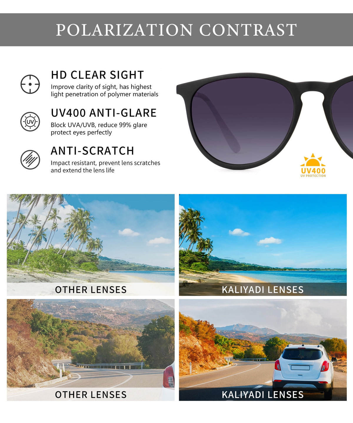 KALIYADI Sunglasses Womens Polarized Womens-Sunglasses: Trendy Sun Glasses with UV400 Retro Style for Party Beach Shopping£¨2 Pack) WMKAS28-4-13