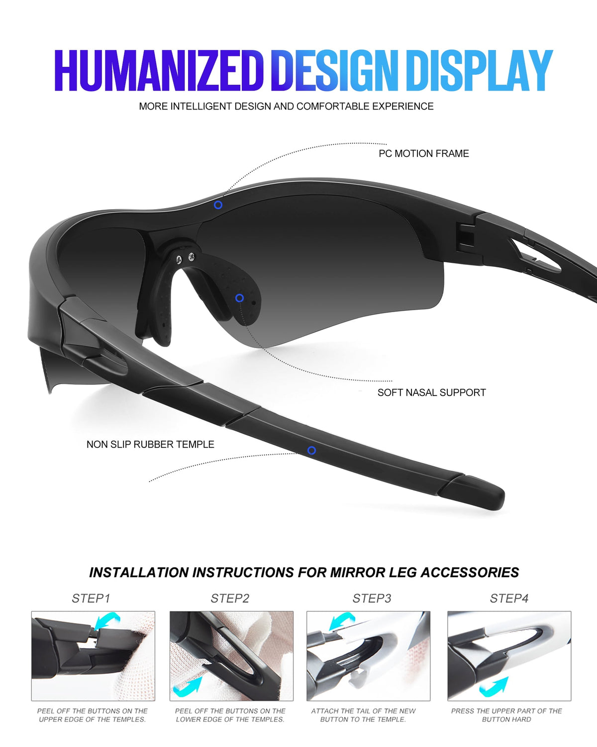 KALIYADI Sports Sunglasses for Men,Polarized Sun Glasses Baseball Softball with UV401 Protection WMS61-1-3-4