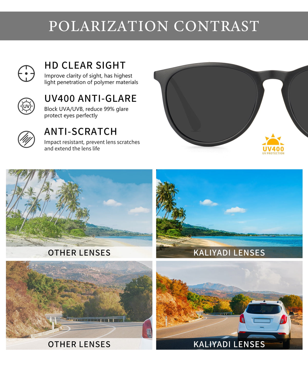 KALIYADI Polarized Sunglasses for Women Vintage Lady UV Protection Driving Sun Glasses 3 Pack WMKAS28-3-13-17