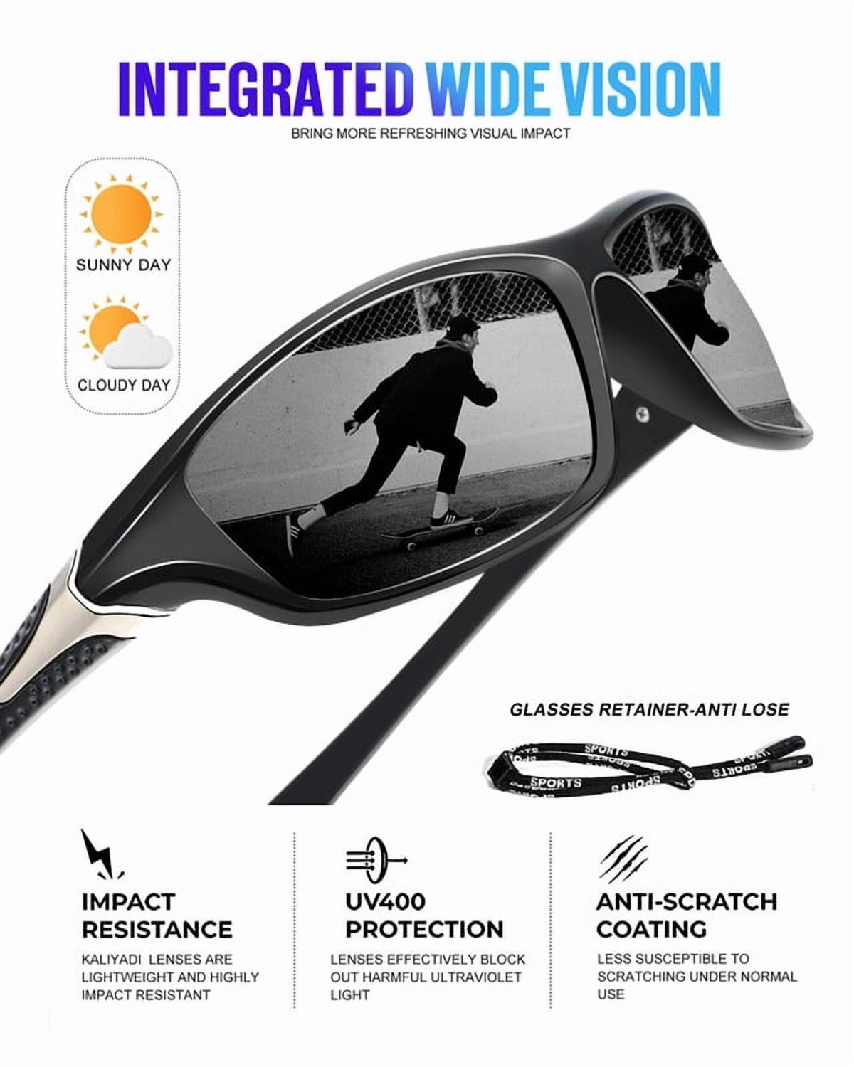 KALIYADI Polarized Sports Sunglasses for Men,Mens Sun Glasses for Driving Fishing Cycling UV400 Protection 3 Pack WMS64-3-4-9