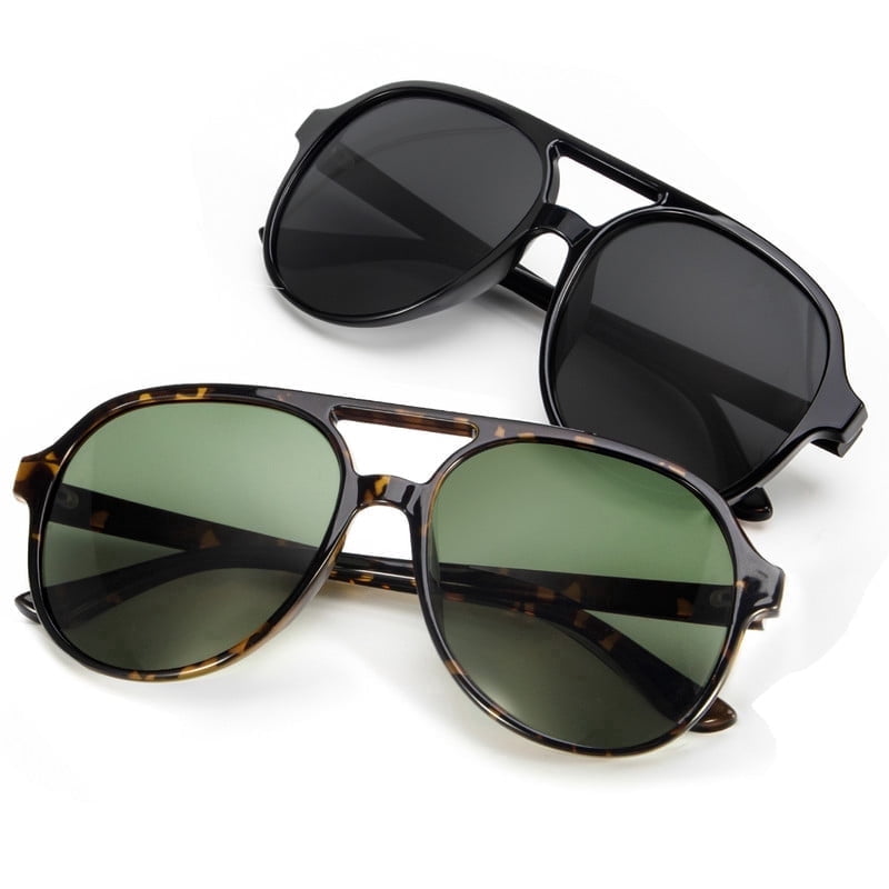 KALIYADI Aviator Sunglasses for Women,Retro Square Sun Glasses with 70s Vintage Style and UV Protection 2 Pack WMKAS2410-1-4