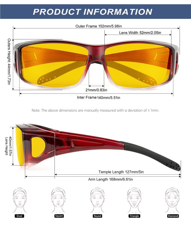KALIYADI Night-Vision-Glasses Fit-Over-Glasses Wrap-Around Glasses: Night Vision Glasses Anti Glare HD for Driving WMKAS105-14-15-19