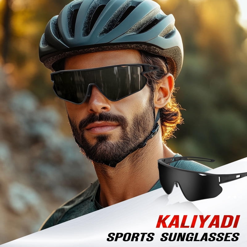 KALIYADI Polarized Sports Sunglasses for Men Cycling Sun Glasses Running Fishing UV400 Protection WMKA131-1-3-4