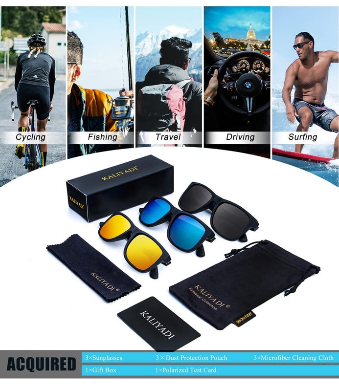 KALIYADI Polarized Sunglasses for Men and Women Vintage Style Sun Glasses for Fishing Running Driving with UV Protection WMKAS65-1-2-4