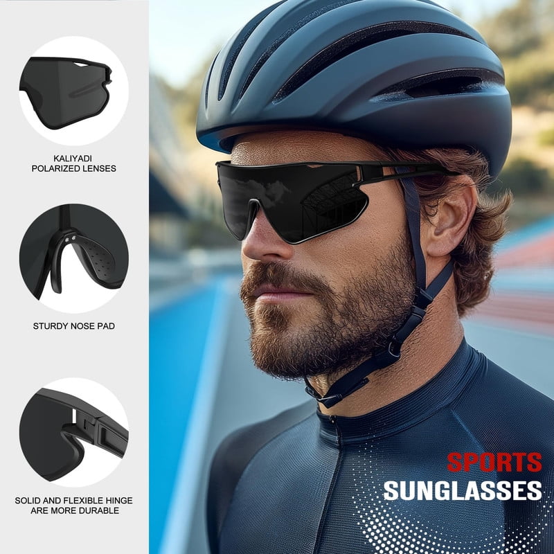 KALIYADI Polarized Sports Sunglasses for Men Cycling Sun Glasses Running Fishing UV400 Protection WMKA131-1-3-4